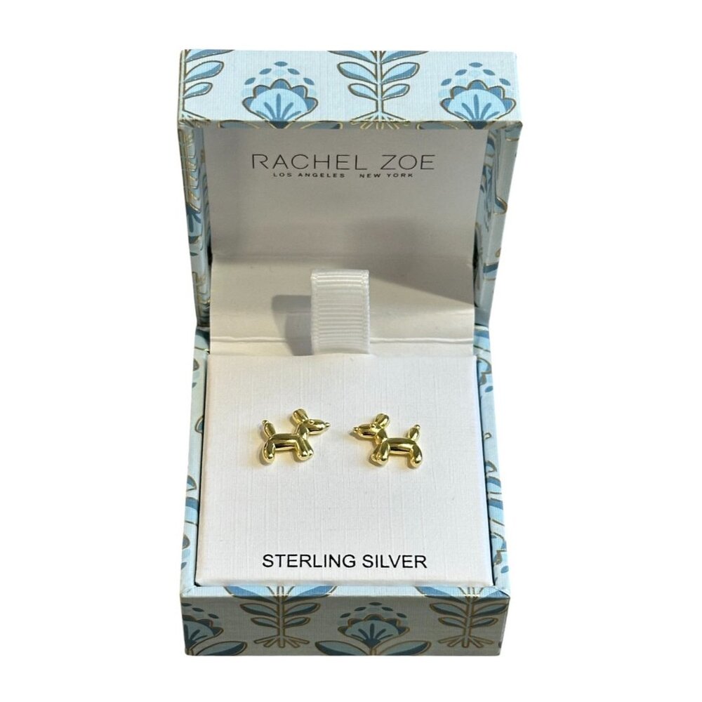 Rachel Zoe Gold Balloon Dog Sterling Silver Stud Earrings